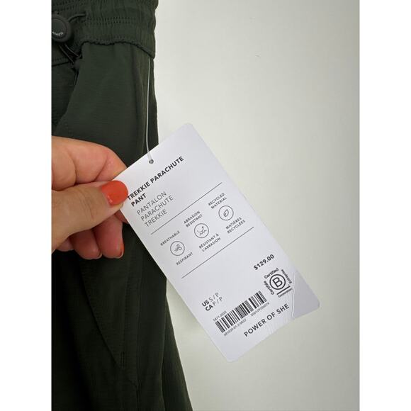 Athleta Trekkie Parachute Pant High Rise- Olive Green, PS NWT - Picture 7 of 9